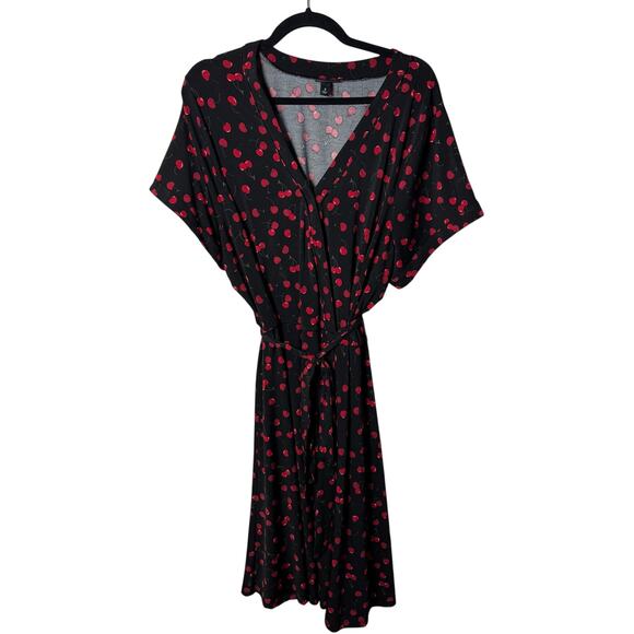 Torrid Cherry Print Plus Size Wrap Dress 3X Size 3 Retro Pinup Rockabilly - Picture 2 of 9